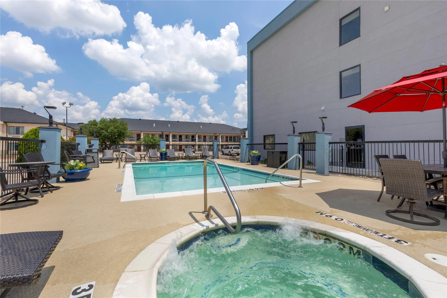 Outdoor pool and hot tub