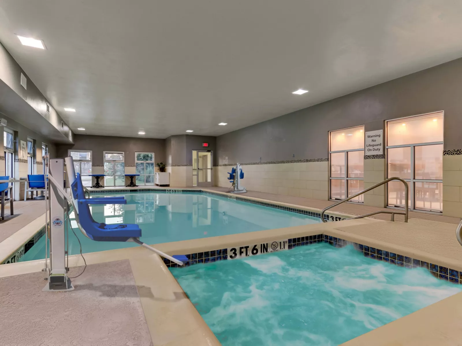 Indoor heated pool and hot tub