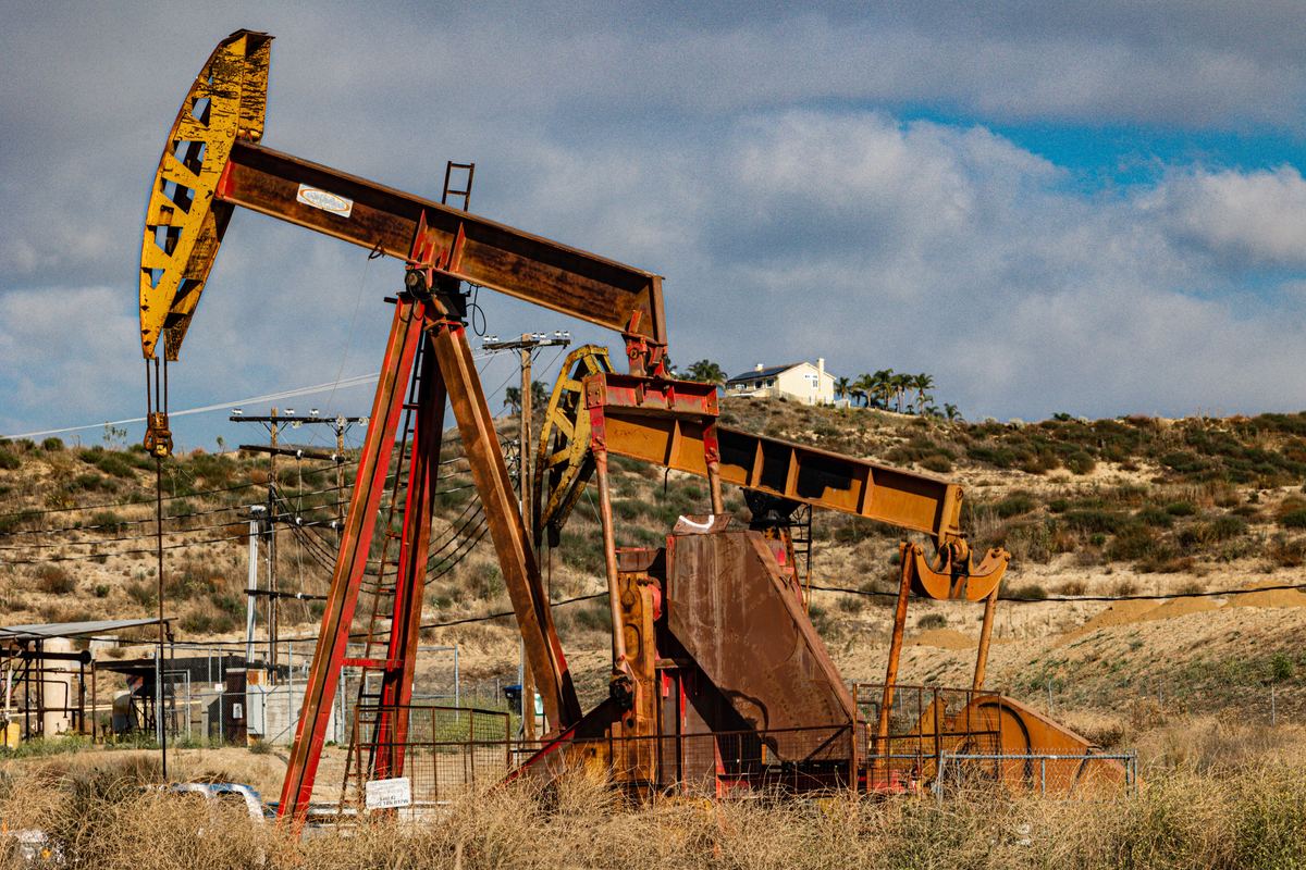 Pump jack operating on a North Texas oil and gas lease